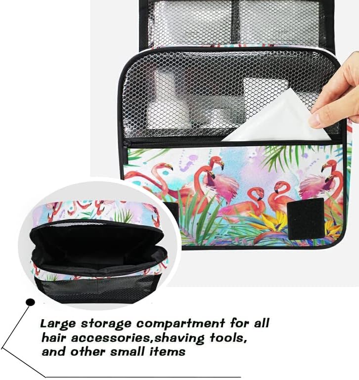 Asılı makyaj çantası Egzotik Flamingolar Makyaj Seyahat çantası Tuvalet Malzemeleri için Taşınabilir Tuvalet Organizatör Çanta Temizle