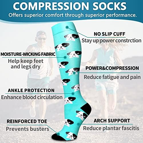 Bluemaple 6 Paket Bakır varis çorabı Kadınlar ve Erkekler için Sirkülasyon için En İyi Destek Tıbbi, Koşu, Hemşirelik, Atletik