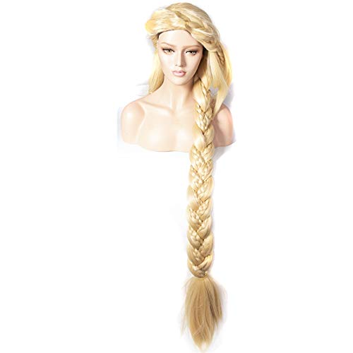 kadın peruk Saç Değiştirme Peruk Düz Cosplay Prenses Örgülü Ekstra Uzun 140cm Sarışın Renk Sentetik Uzun Briad Peruk Peruk Moda (Renk: