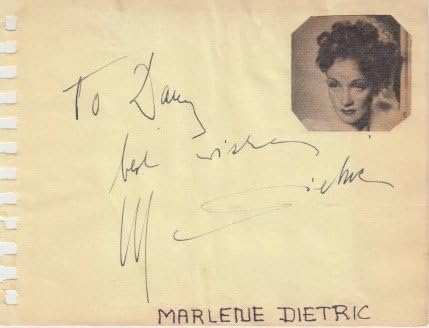 Marlene Dietrich (Vintage, Yazılı) imzalı imza