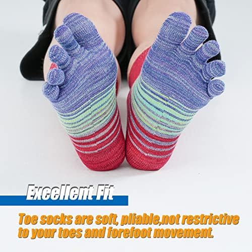 TikMox Ayak Çorap Kadınlar için Ayak Bileği / Ekip Koşu Çorapları Pamuk Beş Parmak Çorap (3 Çift)