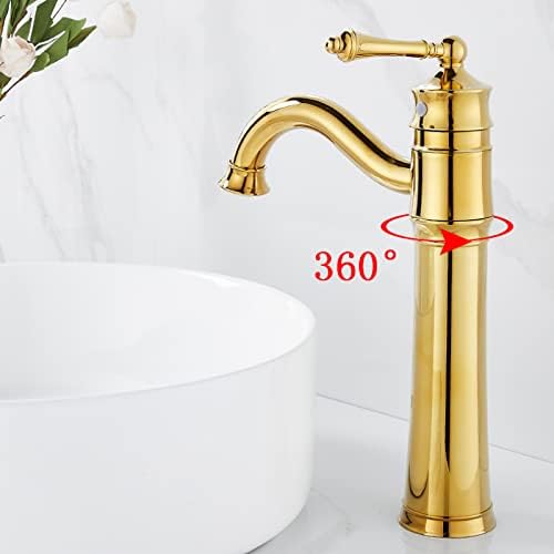 RHYNİL Vintage lavabo musluğu Banyo Altın, 360° Döner banyo lavabo musluğu Pirinç Soğuk / Sıcak Su Havzası Musluk, banyo lavabo musluğu