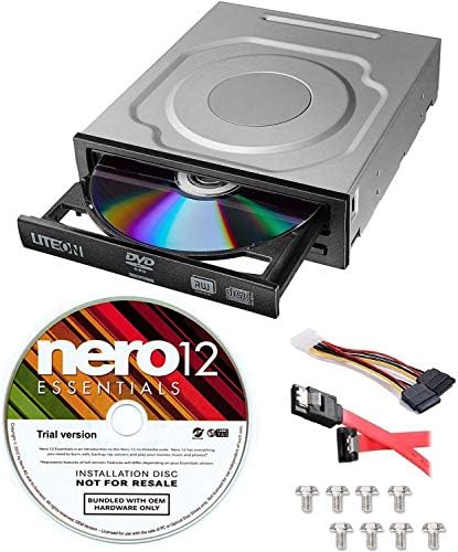 Lıte-On 24X SATA Dahili DVD + / - RW Sürücü Optik Sürücü IHAS124-14 + Nero 12 Essentials Yazma Yazılımı + Sata Kablo Kiti
