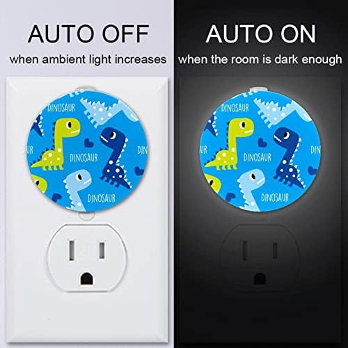 2 Paket Plug-in Gece Lambası LED Gece Lambası Dinozor Mavi Sevimli Alacakaranlıktan Şafağa Sensörü Çocuk Odası, Kreş, Mutfak, Koridor
