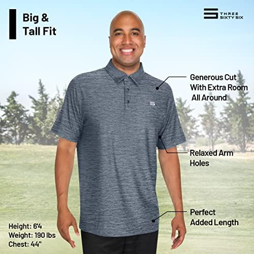 Erkek Büyük ve Uzun Golf Polo Gömlek-Kuru Fit 4 Yönlü Streç Kumaş. Nem Esneklik, Anti-Koku Teknolojisi, UPF 50 Koruma