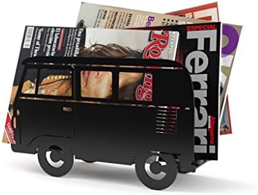 Balvi-Van Retro Minibüs Şeklinde Dekoratif Dergi Rafı. Renk: Siyah. Metalden yapılmış.