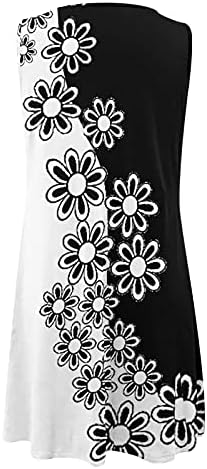 Pokael Yaz Elbiseler Kadınlar için 2023 Plaj Rahat V Boyun Hollow Out Moda Kolsuz Çiçek Baskı Sundress Gevşek Mini Elbise