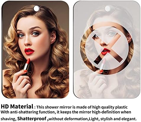cyhqo Duş Sissiz Ayna Tıraşı - (Orta 2 Parça 8x 6), Kırılmaz Buğu Önleyici Ayna, Hafif Taşınabilir El Aynası, Çerçevesiz Makyaj Aynası,