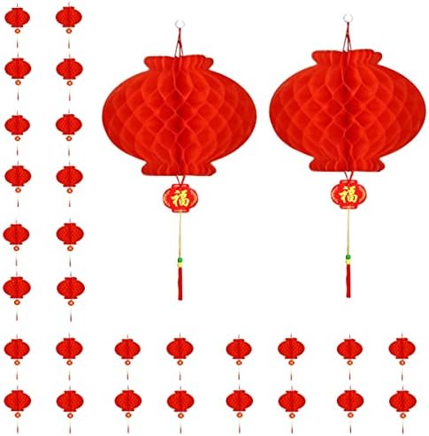 KYMY 30 adet Çin Kırmızı Kağıt Fenerler,Kırmızı Asılı Yuvarlak Dekoratif Çin Kağıt Fenerler için Çin Yeni Yılı, bahar Şenliği, fener