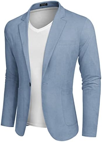 COOFANDY erkek Rahat Spor Ceket Düzenli Fit Hafif Keten Blazer Ceket Şık Bir Düğme Takım Elbise Ceketler