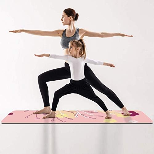 Siebzeh Pembe Çiçek Premium Kalın Yoga Mat Çevre Dostu Kauçuk Sağlık ve Fitness Kaymaz Mat Her Türlü Egzersiz Yoga ve Pilates (72 x