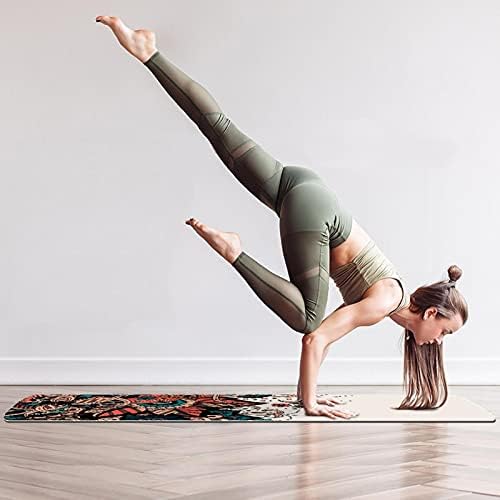 Kalın Kaymaz Egzersiz ve Fitness 1/4 yoga mat Arapça Tarzı Arabesk Desen Baskı Yoga Pilates ve Zemin Fitness Egzersiz (61x183cm)