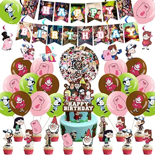 114 Pcs Macera Tema Doğum Günü Parti Malzemeleri, Karikatür Tema Parti Süslemeleri Içerir Banner, Kek Topper, Cupcake Toppers, Asılı