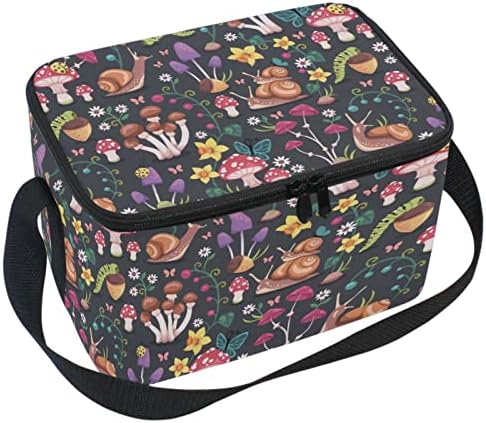 ZZXXB Salyangoz Mantar Çiçek Yalıtımlı Öğle Yemeği soğutucu çanta Kullanımlık yemek kabı Okul Ofis Seyahat Piknik Tote Çanta Kadın