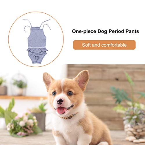 Pet Sıhhi Küçük Jartiyer için PATKAW Küçük Köpek Koşum Parça Evcil Pantolon - Gri Dönem Boyutu Pantie Hafif Corgi Yıkanabilir Tulum