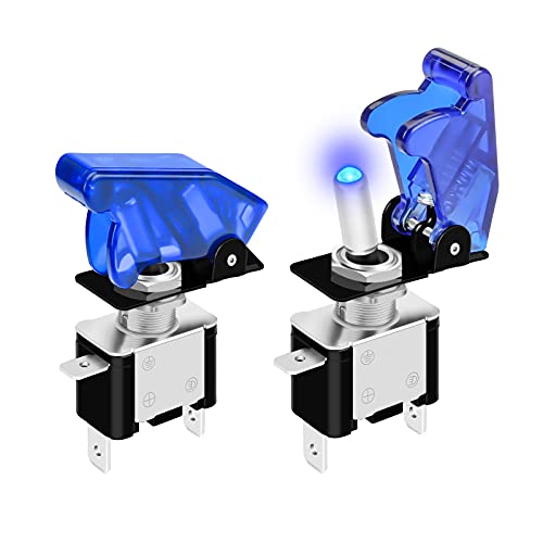 DaierTek 12V Mavi LED Işıklı Geçiş Anahtarı ile emniyet kapağı Koruma 3 Pin Kapalı Kapalı Rocker Ağır 20 AMP Yarış Otomotiv Motosiklet