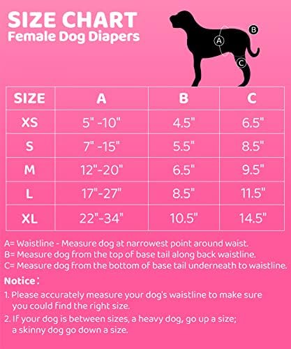 Enipoly Kadın Köpek Bezi (3 Paket) Yüksek Emici Doggie Göbek Bantları Yıkanabilir Kullanımlık Köpek Sarar, (Desen Pembe Kalpler, Patates