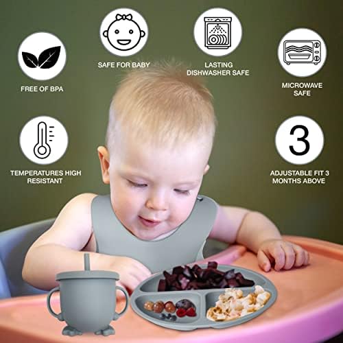 mutualproducts-Bebek Besleme Seti 10 Parçalı | Bebek Led Sütten Kesme Gereçleri Seti, Emme Kasesi ve Tabağı, Bebek Kaşığı ve Çatalı,