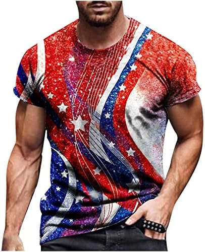 lcepcy Erkek Yurtsever Tee Gömlek Amerikan Bayrağı Baskılı Ekip Boyun Kısa Kollu T Shirt 4th Temmuz Tshirt Giysileri