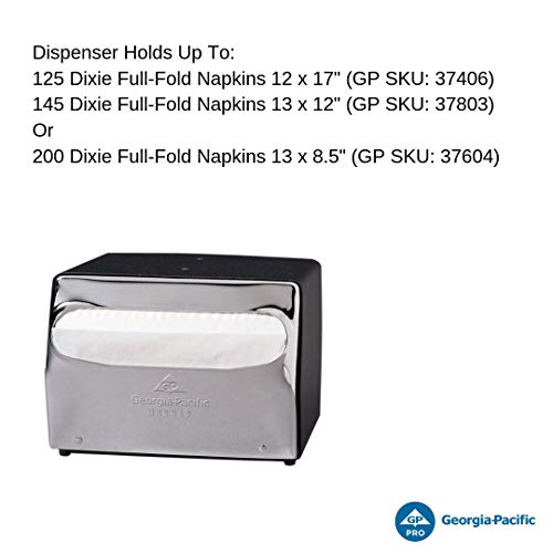 Dixie Countertop Full-Fold Napkin Dispenser by GP PRO (Georgia-Pacific), Krom, 51602, 7,5 G x 6,0 D x 5,375 Y, Siyah ve Krom