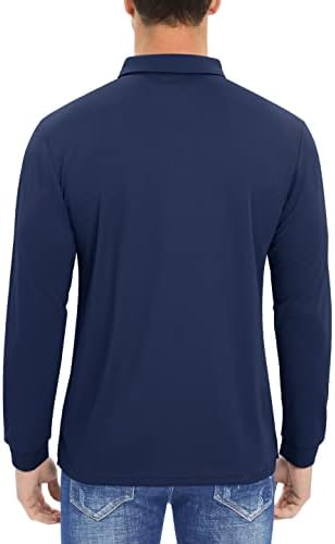 MAGCOMSEN erkek Uzun Kollu polo gömlekler Hızlı Kuru golf topluğu Gömlek Hafif Yakalı Gömlek Performans Atletik T Shirt