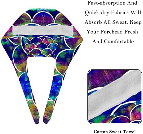 2 Adet Renkli Mermaid Ölçekli Desen Çalışma Kapaklar Düğme Kravat Geri Şapka Ter Bandı ile Kadınlar Erkekler için
