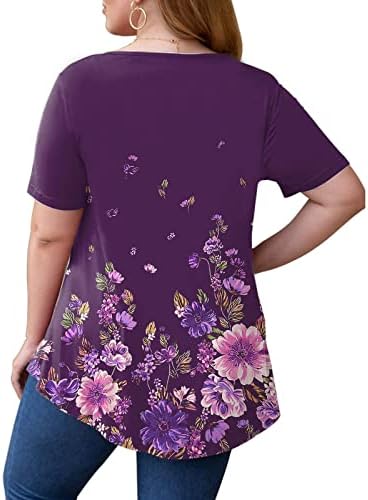 Bayan Casual Çiçek Dantel Dantelli T Shirt Gizlemek Göbek Üstleri Gevşek Fit Yuvarlak Boyun Kısa Kollu Bluzlar Tayt