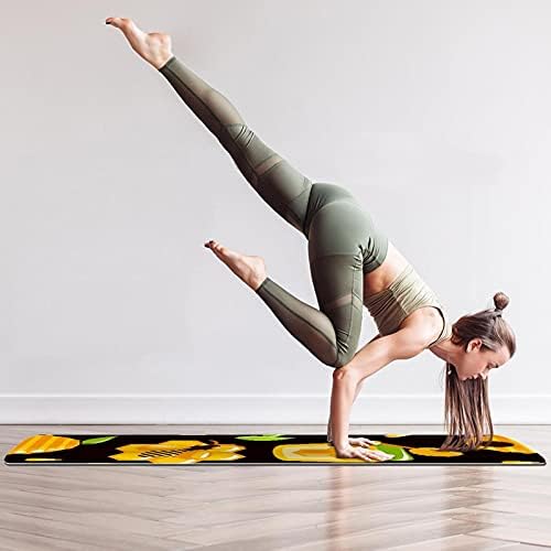 Kalın Kaymaz Egzersiz ve Fitness 1/4 yoga mat Siyah Dikişsiz Desen Baskı Yoga Pilates ve Zemin Fitness Egzersiz (61x183cm)