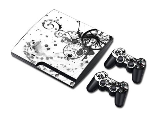Vinil çıkartma kaplama / çıkartmalar Wrap PS3 Slim Play Station 3 Konsolu ve 2 Kontrolörleri-Beyaz Bellek