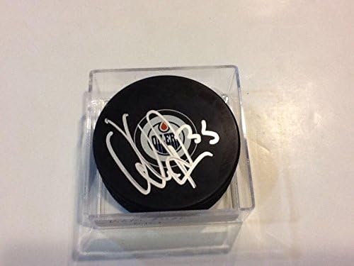 Viktor Fasth İmzalı Edmonton Oilers Hokey Diski İmzalı c-İmzalı NHL Diskleri
