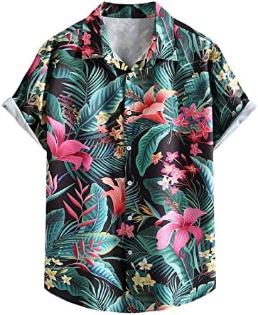 Kısa Kollu havai gömleği Erkekler için Yaz Tropikal Baskı Grafik Tees Casual Düğme Aşağı Aloha Gömlek Gevşek plaj tişörtü