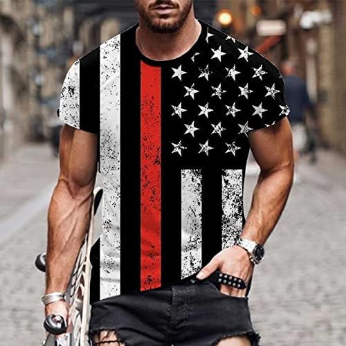 lcepcy ABD Bayrağı Gömlek Erkekler Casual Ekip Boyun Kısa Kollu Grafik Tees 4th Temmuz Vatansever Atletik Tshirt