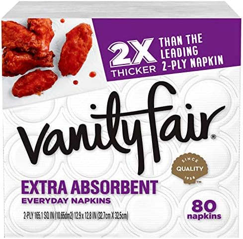 Vanity Fair Günlük Ekstra Emici Premium Kağıt Peçete, 80 Adet, Dağınık Yemekler için Akşam Yemeği Peçetesi