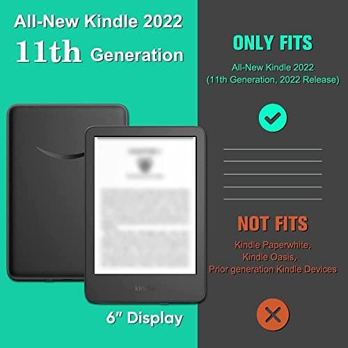 Kindle Kindle 11th Nesil 2022 Sürümü, Çiçekler ve Gece skyPrint İnce Kılıf Su Geçirmez Koruyucu Kılıf 6 İnç Kindle 2022 Model C2V2L3
