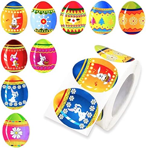 500 ADET paskalya yumurtaları Çocuklar için etiket rulosu, 9 Desenler Kendinden Yapışkanlı Yumurta Tavşan Çıkartmaları hediye keseleri