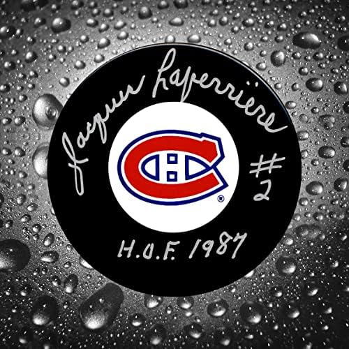 Jacques Laperriere Montreal Canadiens HOF İmzalı Disk-İmzalı NHL Diskleri