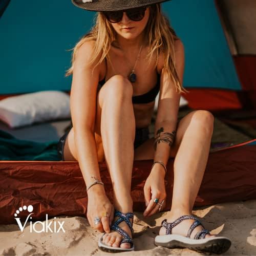 Vıakıx Bayan Yürüyüş Sandaletleri: Bayan Bayanlar için Kemer Desteği ile Trekking Su Açık Plaj için Sevimli Şık Rahat Atletik Spor