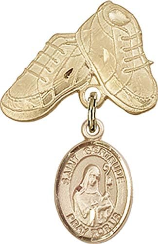 Jewels Obsession Nivelles Aziz Gertrude ile Bebek Rozeti Çekicilik ve bebek Çizmeleri Pin | 14K Altın Nivelles Aziz Gertrude ile Bebek