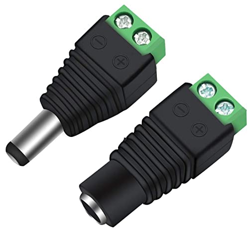 DC konektörü 5.5 mm x 2.1 mm jak soketi erkek ve dişi LED CCTV için adaptör güç dönüştürme LED şerit ışık bağlantısı 5 Adet (Renk: