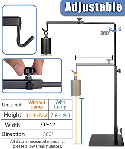 Sürüngen için ayarlanabilir lamba standı ile sürüngen ısı lambası, teraryum ve tank için Metal ışık standı ile kaplumbağa ısı lambası