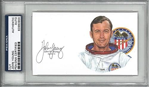 John Young İmzalı Kesim İmzası Psa Dna 83980900 (d) Apollo 16 Moonwalker-MLB Kesim İmzaları