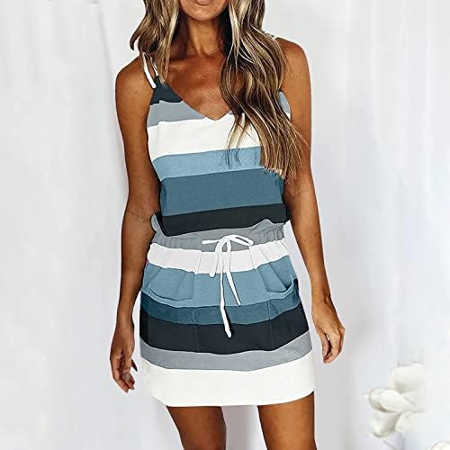 ıCODOD Elbise kadın 2023 Yaz Plaj Rahat Baskı Tankı Boyun Kolsuz Boho Artı Boyutu Elbiseler Kadınlar için Cep ile