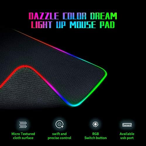 Fare altlığı Harap Sınıf Koyu Mavi Gökyüzü RGB Oyun Mouse Pad LED Parlayan XXL Kaymaz Kauçuk Taban Fare Mat PC için 39. 4x19. 7 inç