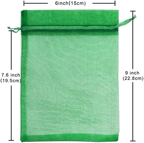 Jexıla 100 adet Yeşil Orgazm Çanta 6X9 İnç tam örgü büzme ipi takı çantaları Düğün Parti Favor Kılıfı hediye keseleri (Yeşil)