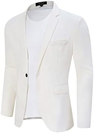 TURETRENDY erkek Rahat Spor Ceket Hafif Keten Blazer Bir Düğme takım elbise Ceketler Şık Günlük Takım Elbise