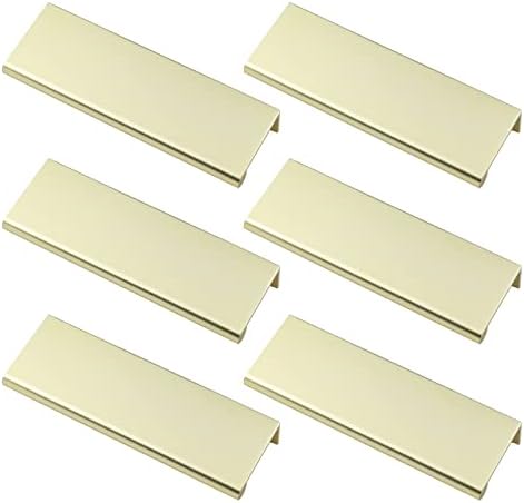 Pastlla 6 Adet Gizli Parmak Çekmece Kolları Fırçalanmış Altın Sekmeler Uzun Parmak Çekme Metal Mutfak Dolabı Kolları Düz Dikdörtgen