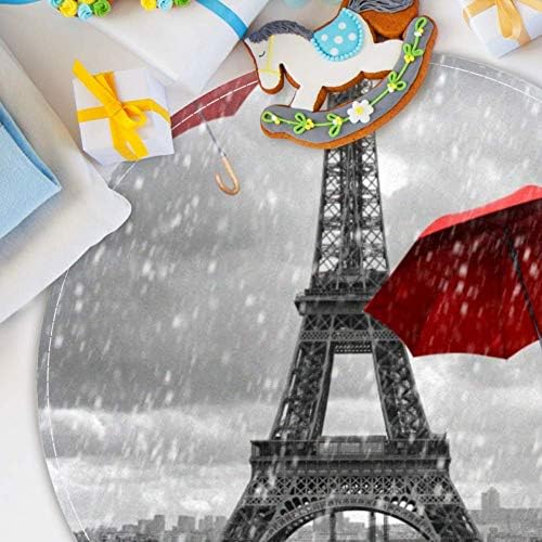 HEOEH Eyfel Kulesi Uçan Şemsiye Desen, Kaymaz Paspas 15.7 Yuvarlak Alan Kilim Halı Kilim Çocuklar için Yatak Odası Bebek Odası Oyun
