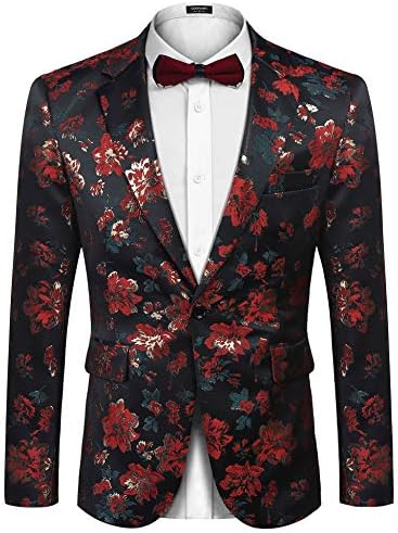 COOFANDY Erkek Çiçek Smokin Ceketler Bir Düğme Şık Akşam Yemeği Düğün Parti Elbise Takım Elbise Blazers Ceket