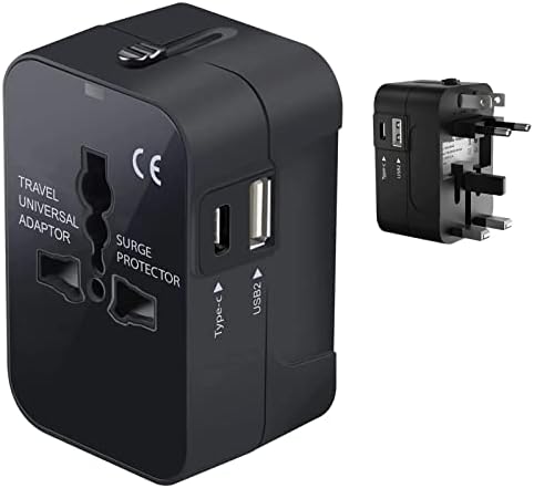 Seyahat USB Plus Uluslararası Güç Adaptörü 3 Cihaz için Dünya Çapında Güç için Plum Sync 5.0 ile Uyumlu USB TypeC, ABD/AB/AUS/NZ/ingiltere/CN