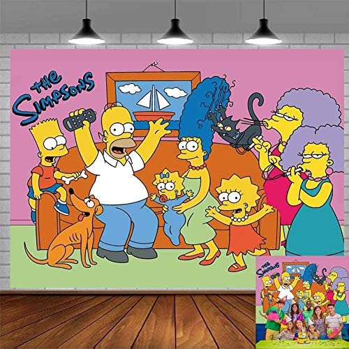 Simpsons Arka Planında Poster Karikatür Komik Aile Çörek Bebek Duş Doğum Günü Partisi için Arka Planlar Fotoğraf Arka Plan Yenidoğan